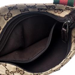 Pre Owned Gucci Beige GG Canvas Small Web Messenger Bag