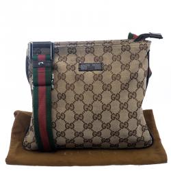 Pre Owned Gucci Beige GG Canvas Small Web Messenger Bag