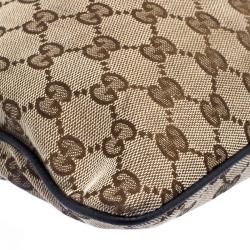 Pre Owned Gucci Beige GG Canvas Small Web Messenger Bag