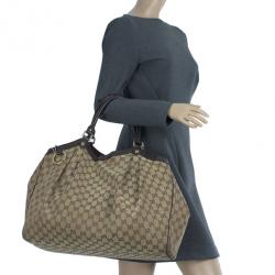 Pre Owned Gucci Beige Monogram Canvas Large Sukey Bag