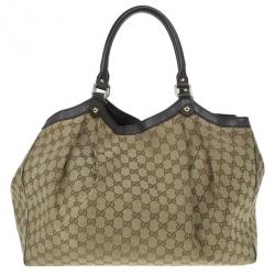 Pre Owned Gucci Beige Monogram Canvas Large Sukey Bag