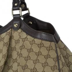 Pre Owned Gucci Beige Monogram Canvas Large Sukey Bag