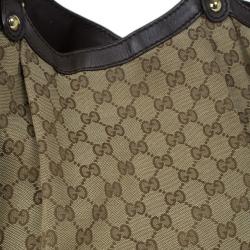Pre Owned Gucci Beige Monogram Canvas Large Sukey Bag