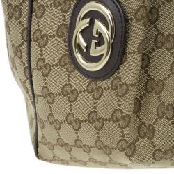 Pre Owned Gucci Beige Monogram Canvas Large Sukey Bag