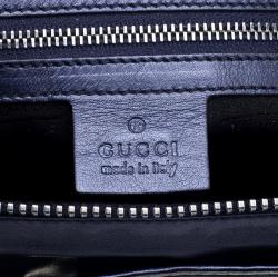 Pre Owned Gucci Metallic Blue Leather Studded Shoulder Bag