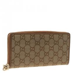 Gucci Beige/Bronze GG Canvas Interlocking G Zip Around Wallet