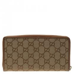 Gucci Beige/Bronze GG Canvas Interlocking G Zip Around Wallet