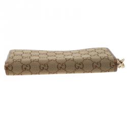 Gucci Beige/Bronze GG Canvas Interlocking G Zip Around Wallet