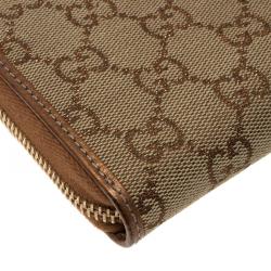 Gucci Beige/Bronze GG Canvas Interlocking G Zip Around Wallet