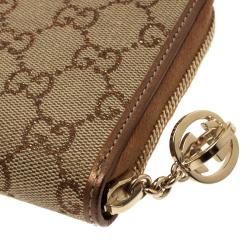 Gucci Beige/Bronze GG Canvas Interlocking G Zip Around Wallet