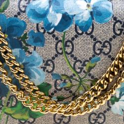 Gucci Beige Blooms Print GG Supreme Canvas WOC Wallet