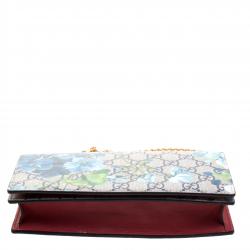 Gucci Beige Blooms Print GG Supreme Canvas WOC Wallet