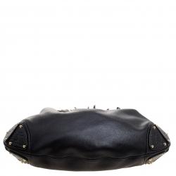 Pre Owned Gucci Black Leather Large Indy Top Handle Bag