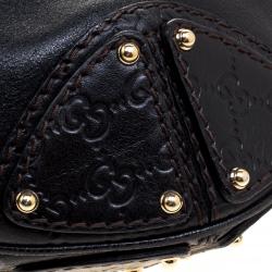 Pre Owned Gucci Black Leather Large Indy Top Handle Bag