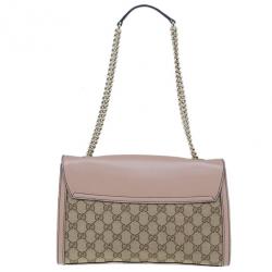 Pre Owned Gucci Beige Monogram Emily Chain Medium Shoulder Bag