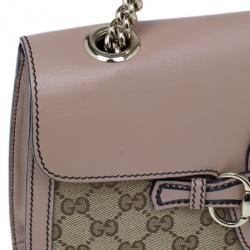 Pre Owned Gucci Beige Monogram Emily Chain Medium Shoulder Bag