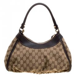 مملوكة مسبقًا حقيبة كتف غوتشي كانفاس GG بيج حلقة حرف D صغيرة
