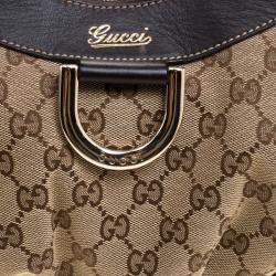 مملوكة مسبقًا حقيبة كتف غوتشي كانفاس GG بيج حلقة حرف D صغيرة