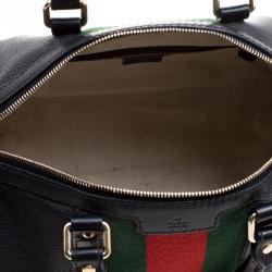 Pre Owned Gucci Black Leather Medium Vintage Web Boston Bag