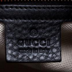 Pre Owned Gucci Black Leather Medium Vintage Web Boston Bag