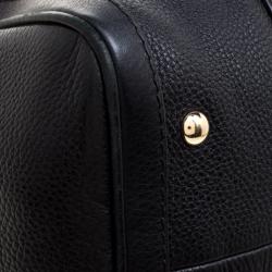 Pre Owned Gucci Black Leather Medium Vintage Web Boston Bag