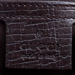 Pre Owned GucciBrown/Biege GG Canvas and Leather Bamboo Bullet Satchel
