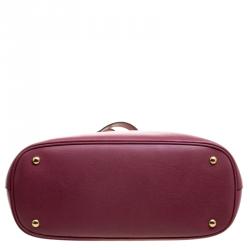 Pre Owned Gucci Light Burgundy Leather Bright Bit Jasmine Top Handle Bag