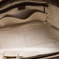 Pre Owned Gucci Beige/Metallic Dark Beige Canvas and Leather  Medium 1973 Top Handle Bag