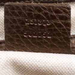 Pre Owned Gucci Beige/Metallic Dark Beige Canvas and Leather  Medium 1973 Top Handle Bag