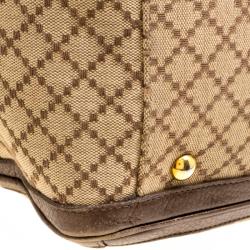 Pre Owned Gucci Beige/Metallic Dark Beige Canvas and Leather  Medium 1973 Top Handle Bag