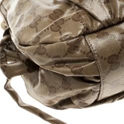 Pre Owned Gucci Beige/Ebony GG Crystal Coated Canvas Gucci by Gucci Hobo