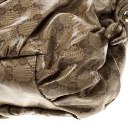 Pre Owned Gucci Beige/Ebony GG Crystal Coated Canvas Gucci by Gucci Hobo