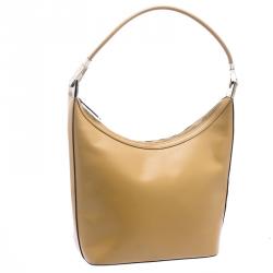 Pre Owned حقيبة غوتشي جلد غير لامعة بنية فاتحة