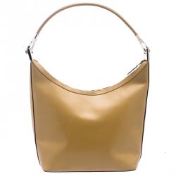 Pre Owned حقيبة غوتشي جلد غير لامعة بنية فاتحة