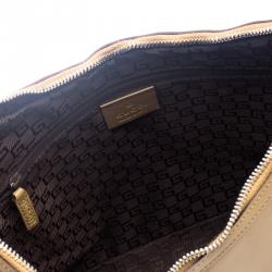 Pre Owned حقيبة غوتشي جلد غير لامعة بنية فاتحة