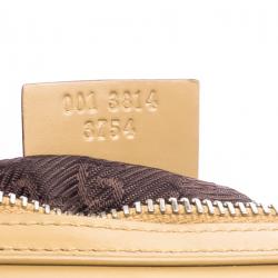 Pre Owned حقيبة غوتشي جلد غير لامعة بنية فاتحة