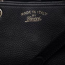 Pre Owned Gucci Black Leather Bamboo Top Handle Shopper Tote