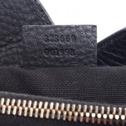 Pre Owned Gucci Black Leather Bamboo Top Handle Shopper Tote