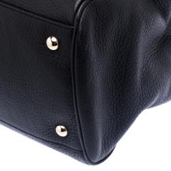 Pre Owned Gucci Black Leather Bamboo Top Handle Shopper Tote