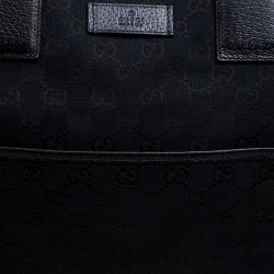 Pre Owned Gucci Black GG Canvas Web Diaper Tote