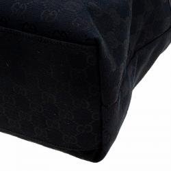 Pre Owned Gucci Black GG Canvas Web Diaper Tote