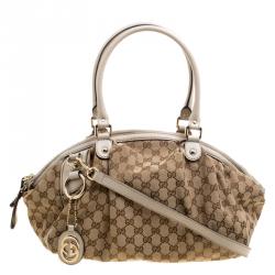 Pre Owned حقيبة غوتشي سوكي بوسطن متوسطة كانفاس GG بيج