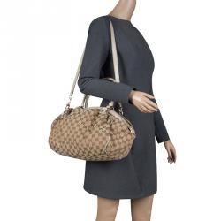 Pre Owned حقيبة غوتشي سوكي بوسطن متوسطة كانفاس GG بيج