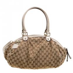 Pre Owned حقيبة غوتشي سوكي بوسطن متوسطة كانفاس GG بيج