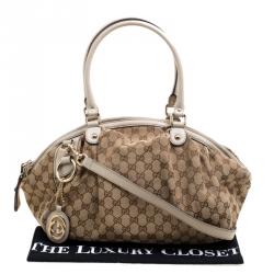 Pre Owned حقيبة غوتشي سوكي بوسطن متوسطة كانفاس GG بيج
