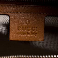 Pre Owned Gucci Beige/Tan GG Canvas Medium Vintage Web Boston Bag
