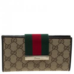 Gucci Beige/Brown GG Canvas Web Continental Wallet