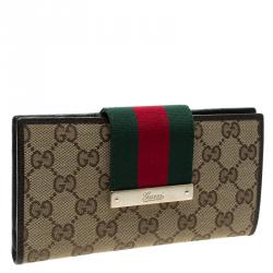 Gucci Beige/Brown GG Canvas Web Continental Wallet