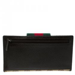Gucci Beige/Brown GG Canvas Web Continental Wallet