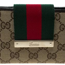 Gucci Beige/Brown GG Canvas Web Continental Wallet